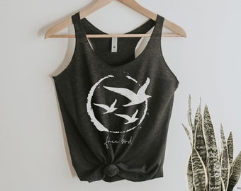 Free Bird Tank Top Ladies Tank Top Shirt screenprint Mother's Day gift for her