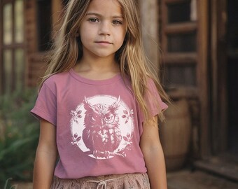 Floral Owl Toddler Tee shirt t shirt screenprint , cool kids clothes, botanical, flowers, boho, hippie, owls, birds, cute bird, nature