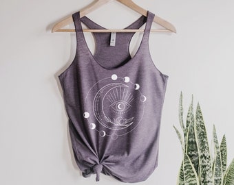 Third Eye Moon Phases Phase Tank Top Celestial Ladies Tank Top Shirt screenprint Mother's Day Yoga gift for her