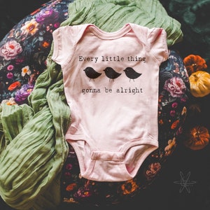 Three Little Birds shirt Every little thing gonna be alright baby one piece bodysuit creeper inspirational saying new baby birds image 1