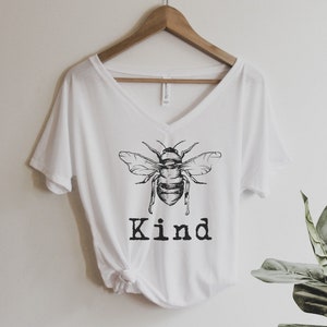 Bee Kind Shirt Oversized Slouchy V Neck Tee Loose t-shirt boho gift for her