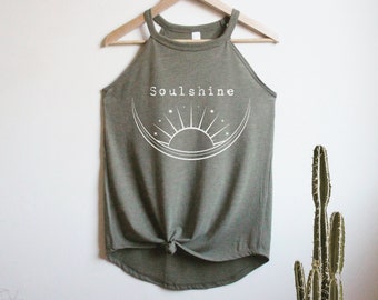 Soulshine Rocker Tank Top High Neck shirt mother's day gift for her, better than sunshine spiritual, peaceful, inspirational gift, song