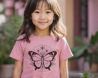 Floral Butterfly Toddler Tee shirt t shirt, cool kids clothes, bohemian, boho, hippie, nature inspired, butterflies, flowers, botanical