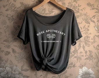CLEARANCE Rose Apothecary Shirt Flowers Oversized Slouchy Scoop Neck Tee Loose tshirt boho gift for her