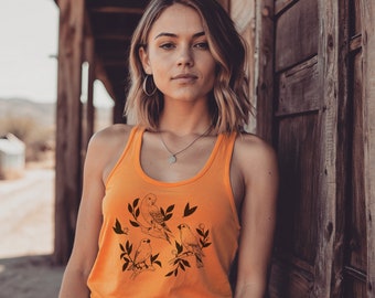 Wild Birds FITTED Ideal Tank Top Ladies Shirt flowers, floral Mother's Day gift for her, nature inspired, floral shirt, bird watching, bird