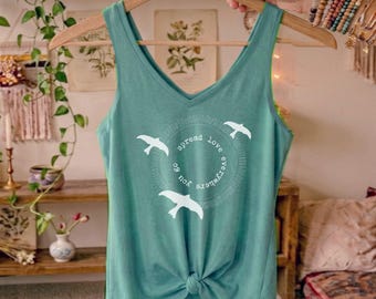 Spread Love Everywhere you go Bird Flock V-neck Tank Top shirt nature inspired Hippie, boho,