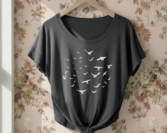 Flock of Birds Dolman Triblend Tee Loose Slouchy t-shirt gift for her, spiritual, hippie boho, bird shirt, bird watching