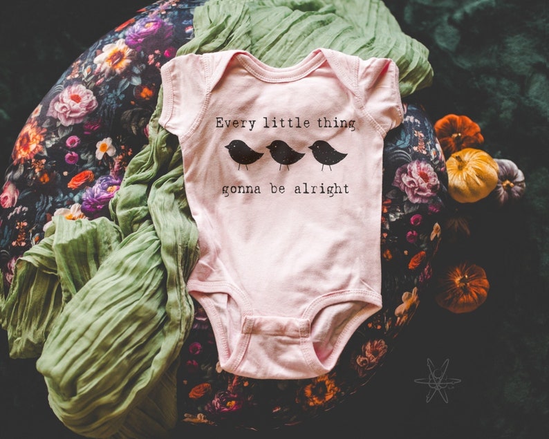 Three Little Birds shirt Every little thing gonna be alright baby one piece bodysuit creeper inspirational saying new baby birds image 1