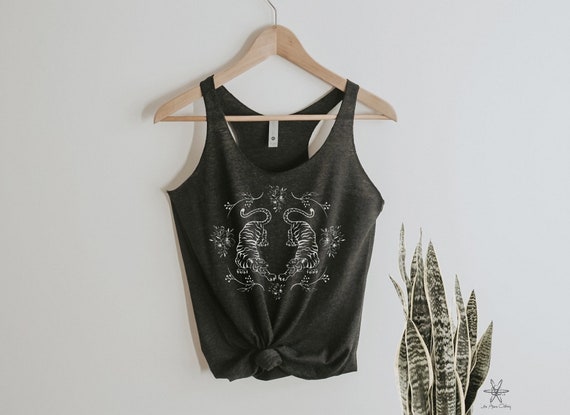 Floral California Dark Grey Racerback Tank (Black Design) Floral California Dark Grey Racerback Tank (Black Design)