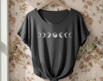 Moon Progression Dolman Triblend Tee Loose Slouchy t-shirt hippie boho gift for her, moon phases phase