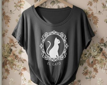 El Gato Cat Portrait Dolman Triblend Tee Loose Slouchy t-shirt hippie boho, Shirt Cats