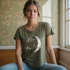 Blame it on the Moon Triblend Relaxed Scoop t-shirt gift for her, hippie boho, Ladies fit, loose, celestial, crescent, astrology