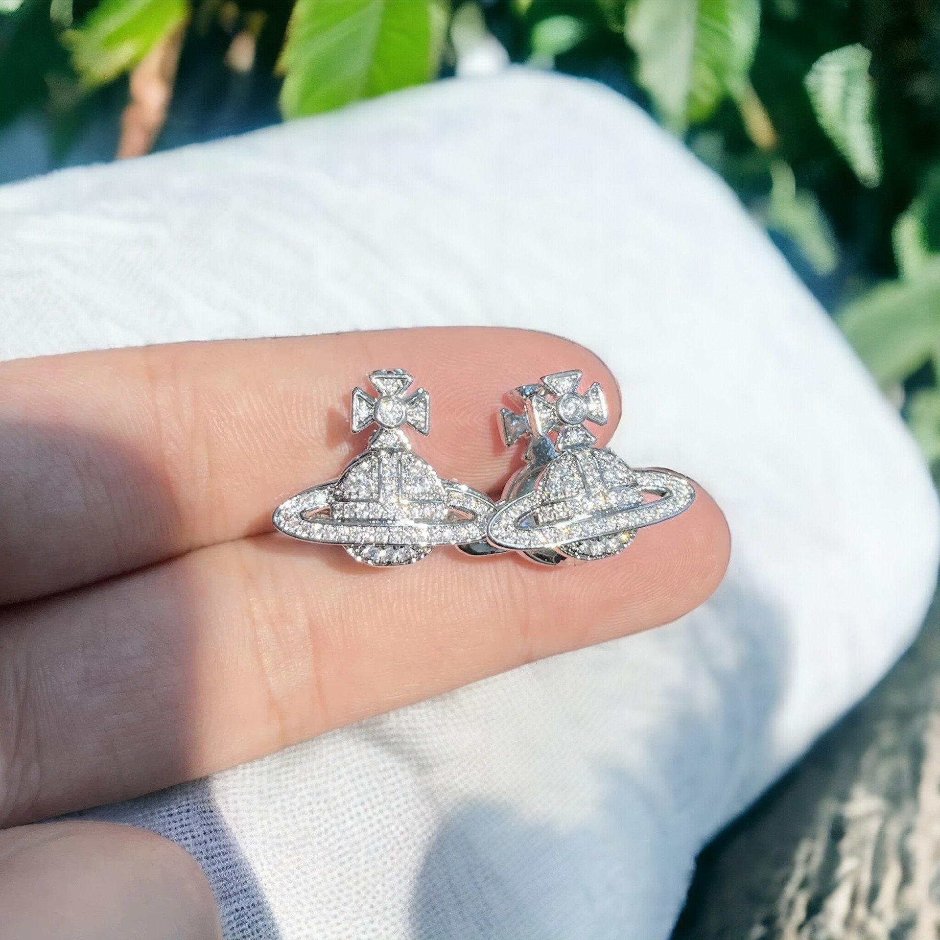 Lllunimon Pearl Saturn Stud Earrings - Dainty Punk Style Hypoallergenic Jewelry For Women
