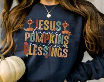 Jesus Blessing pumpkin Sweater, Christian Shirt, Fall Sweatshirt, Fall Season Shirt, Bible Quote Shirt, Religious Fall Gift, Bible Verse Tee