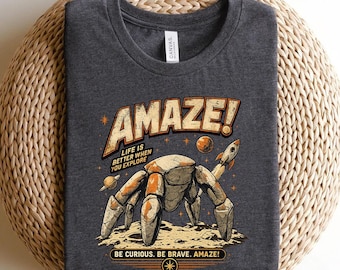 Amaze Rocky Project Hail Mary Shirt, Be Curious Be Brave Vintage Sci Fi Book Tee, Rocky Alien Bookish Gift, Andy Weir Space Reader