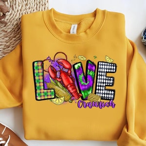 Sweat-shirt écrevisses Mardi Gras, sweat-shirt amour Mardi Gras, chemise de carnaval, sweat-shirt alligator Mardi Gras, chemises Louisiane, t-shirt festival