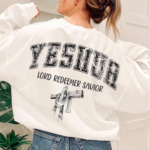sweat Yeshua vintage, sweat Yeshua chrétien, sweat religieux rétro, vêtements esthétiques pour la foi, chemise Jésus, chemise verset de la Bible