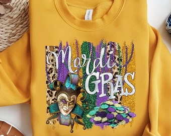 Sweat-shirt de Mardi Gras, chemise de Mardi Gras, T-shirt de la fête de Mardi Gras, chemise de célébration de Mardi Gras, T-shirt de Mardi Gras pour femme, cadeau du mardi gras