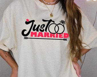 Just Married Shirt, Husband and Wife Honeymoon T-Shirt, Finally Matching Wedding Tee, Perfect for Newlyweds, Celebrate Your Big Day in Style