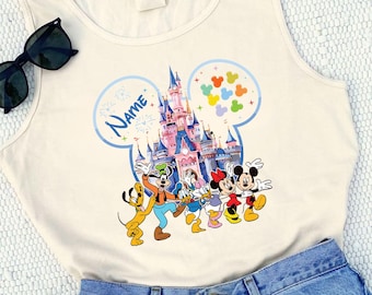 Custom Disney Tank Top, Family Vacation Shirt with Name, Mickey Castle Top, Personalized Disney Trip Tee, Toddler Youth Women Top