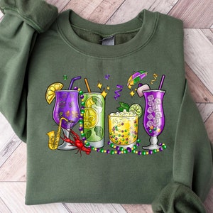 Mardi Gras Drink Sweatshirt, Mardi Gras Drinking Shirt, Party Outfit, Mardi Gras Celebration Shirt,Wine Mardi Gras Shirt,Mardi Gras Carnival