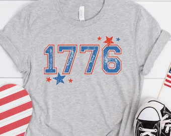 1776 USA Flag Shirt, Fourth of July T-Shirt, Patriotic Graphic Tee, Independence Day Outfit, Vintage Freedom Shirt, American Pride Top