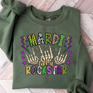 Mardi Rockstar Sweatshirt, Mardi Gras Shirt, Louisiana Sweatshirts, Mardi Gras Carnival Costume, Nola Festival Tshirt, Women Mardi Gras Gift