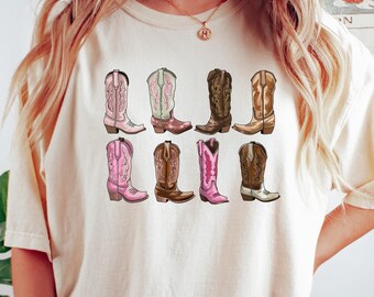 Cowgirl Boots Shirt, Vintage Western Sweatshirt, Cowboy Boots Shirt,Womens Western Cowgirl Shirt,Western Graphic Tee For Women,Country Shirt
