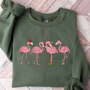 Christmas Flamingo Sweatshirt, Christmas Flamingo T-Shirt, Christmas Tropical Animal Shirt, Xmas Flamingo Shirt, Christmas Vacation Shirt