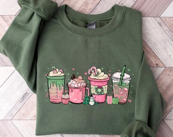 Gingerbread Christmas Coffee Sweatshirt, Christmas coffee Shirt, women Holiday sweater, Xmas Tee, Coffee Lover gift, Latte drink Shirt