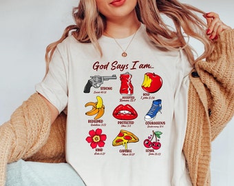 Camiseta «Dios dice que soy fuerte», Camiseta con versículo bíblico, Camiseta de fe, Camiseta de princesa, Camiseta cristiana, Camiseta religiosa, Regalo religioso