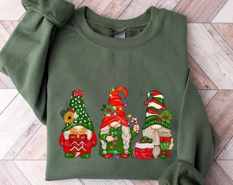 Christmas Gnomes Sweatshirt, Merry Christmas Shirt, Buffalo Plaid Gnomes, Cute Gnomes Sweatshirt, Christmas Gift T-shirt, Holiday Sweatshirt
