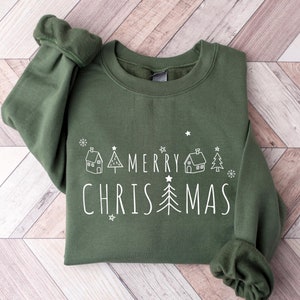 Merry Christmas Sweatshirt, Christmas Shirt, Christmas shirt for Women, Christmas Crewneck T-shirt, Holiday Sweater, Christmas gift For Her