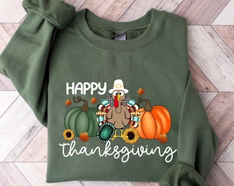 Happy Thanksgiving Sweatshirt, Pumpkin Shirt, Pumpkin Sweatshirt, Thanksgiving Shirt, Turkey Sweatshirt, Thanksgiving Family Matching Shirts