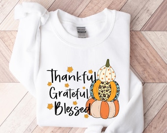 Thankful Sweatshirt, Leopard Pumpkin Shirt, Pumpkin Shirt, Thanksgiving Shirt, Thanksgiving Sweatshirt, Thanksgiving Family Matching Shirts