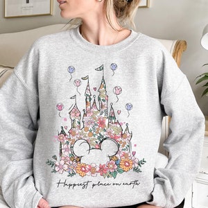 Happiest Place on Earth Sweatshirt, Disney Castle Shirt, Vintage Disney Shirt, Magic Kingdom Shirt, Disneyland Shirt, Disney shirt for women