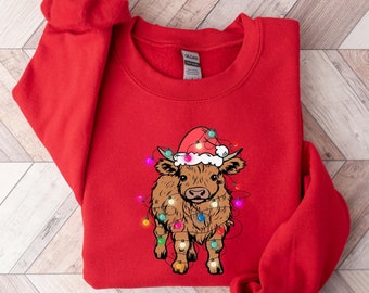 Cow Christmas Sweatshirt, Merry Christmas Heifers Tee, Christmas Cow Shirt, Highland Cow Farm Christmas Shirt, Farmer Cow Animal Lover Shirt