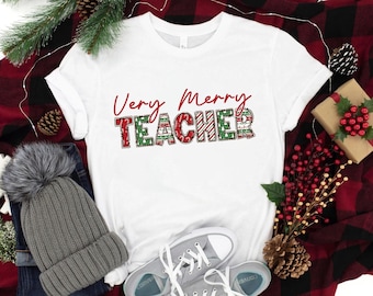 Very Merry Christmas Teacher Shirt, Christmas Teacher Shirt, Christmas Gift For Teacher, Teachers Christmas Gift, Gift For Teacher