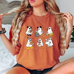 Retro Mickey Minnie Halloween Couple Sweatshirts, Mickey Ghost Shirt, Minnie Ghost Shirt, Spooky Season Shirt, Disney Halloween Shirt