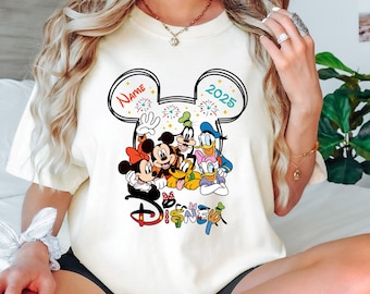 Retro Personalized Disney 2025 Shirt, Mickey and friends Shirt, Custom name Disney shirt, Matching Disney Shirt, Disney Family Trip shirt