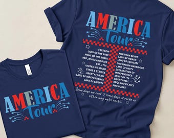 Koszulka z trasy koncertowej America Tour, koszulka rodzinna z trasy koncertowej Patriotic Country Tour, koszulka vintage USA, koszulka z grafiką Americana, koszulka z okazji 4 lipca