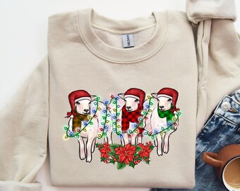 Sheep Christmas Sweatshirt, Christmas Farmer Shirt, Funny Animals Christmas Sweatshirt, Farm Lover Gift, Goat Lover Gift T-Shirt, Goat Shirt