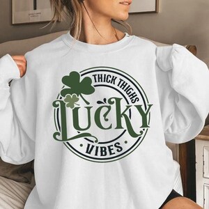 Lucky Vibes St Patrick's Day Sweatshirt, Cute Irish Sweatshirt, St Patty's Shirt, Lucky Vibes Shirt, Lucky Shamrock Sweatshirt, Lucky shirt