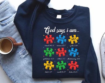 God Say You Are Autism Sweatshirt, Christelijk Autisme Shirt, Autisme Awareness Shirt, Wees Vriendelijk Shirt, Liefde Accept Autisme Puzzel, Vrede Autisme Maand