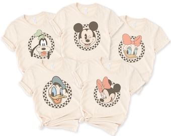Retro Mickey and Friends Shirt, Retro Disney Trip Shirt, Checkered Mickey Shirt, Retro Mickey Shirt, Disney Family Vacation, Custom Disney