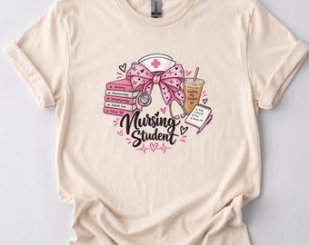 Nursing Student Sweatshirt, Pink Bow Medical Crewneck, Future RN Gift, Stethoscope Sweatshirt, Nurse School Outfit, Healthcare Graduation