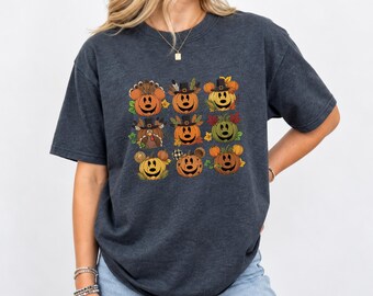 Thanksgiving Pumpkin Mouse Shirt, Cute Fall Graphic Tee, Pilgrim Hat T-Shirt, Autumn Harvest Holiday Outfit, Festive Family Gathering Gift