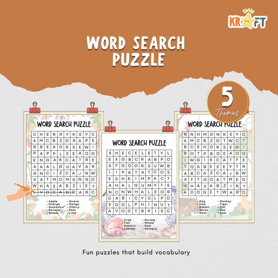 Crossword Puzzle, Word Search & Maze, Kids Activity Pack , Fun Activity ...