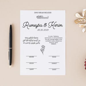 Dini Nikah Belgesi, Islamische Eheurkunde, Islamic Wedding Certificate