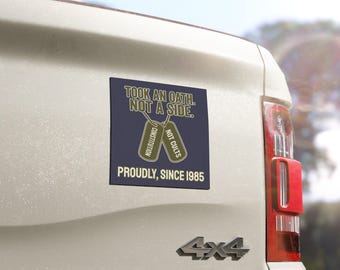 Military Pride Car Magnes, Personalize with Oath Year, Army Navy Marines National Guard, Veterans Against Trump, Anti-MAGA, Dog Tags